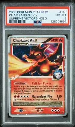 2009 POKEMON PLATINUM SUPREME VICTORS #143 CHARIZARD G LV.X-HOLO PSA 8 - Image 1