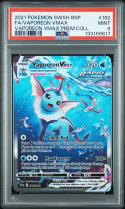 2021 POKEMON SWSH BLACK STAR PROMO #182 FULL ART/VAPOREON VMAX PSA 9 - Image 1