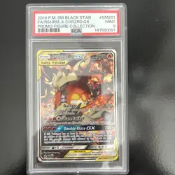 Pokemon PSA 9 Reshiram & Charizard GX #SM201 Sun & Moon Black Star Promo - Image 1