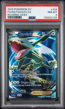 2015 POKEMON XY ROARING SKIES #104 FULL ART/RAYQUAZA EX PSA 8 NEW CERT - Image 1