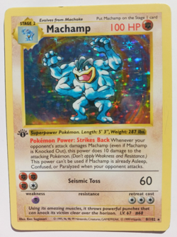 Machamp Pokemon Card Shadowless 1st Edition Holo 8/102 Base Set Rare Vintage MP - Image 1