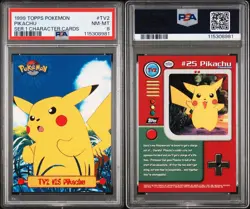 1999 TOPPS POKEMON SER 1 CHARACTER CARDS #TV2 PIKACHU PSA 8 - Image 1