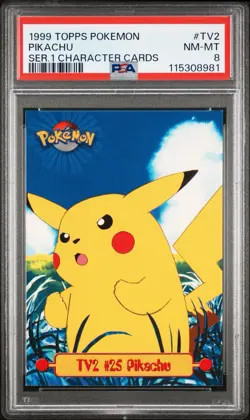 1999 TOPPS POKEMON SER 1 CHARACTER CARDS #TV2 PIKACHU PSA 8 - Image 2