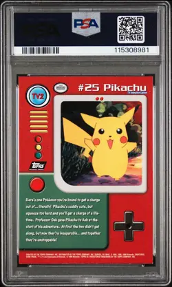 1999 TOPPS POKEMON SER 1 CHARACTER CARDS #TV2 PIKACHU PSA 8 - Image 3