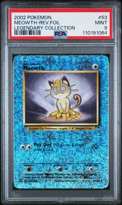 2002 POKEMON LEGEND COLL #53 MEOWTH-REVERSE FOIL PSA 9 - Image 1