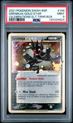 2021 POKEMON SWSH BLACK STAR PROMO #144 GRENINJA-GOLD STAR PSA 9 - Image 1