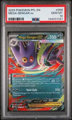2025 POKEMON PFL EN-PHANTASMAL FLAMES #056 MEGA GENGAR EX PSA 10 - Image 1