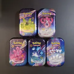 Pokemon Paldean Fates EMPTY Mini Tin Lot Of 5 NO PACKS! Complete Set w/ Stickers - Image 1