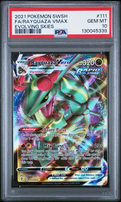 2021 POKEMON SWORD & SHIELD EVOLVING SKIES #111 FULL ART/RAYQUAZA VMAX PSA 10 - Image 1