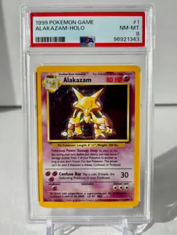 1999 Pokemon Game Alakazam 001/102 Base Set Holo PSA 8 - Image 1