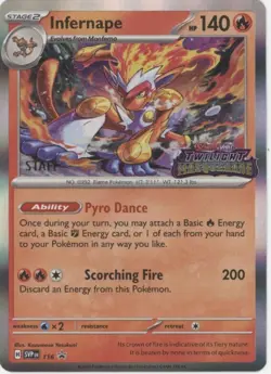 Infernape Pokemon Twilight Masquerade Staff Promo #116 - Image 1