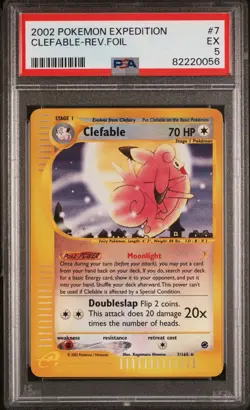 Clefable Reverse Holo 7/165 - Pokemon Expedition PSA 5 Excellent - Image 1