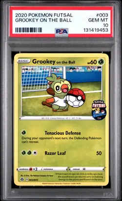 2020 POKEMON FUTSAL #003 GROOKEY ON THE BALL PSA 10 - Image 1