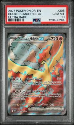 Team Rocket's Moltres EX 208/182 Ultra Rare Pokemon PSA 10 - Image 1