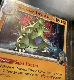 Team Rocket's Tyranitar 096 Pokemon Destined Rivals Cosmos Holo SWIRL Promo Card - Image 3