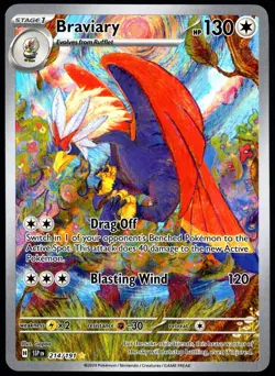 Pokemon TCG Braviary 214/191 2024 Surging Sparks Illustration Rare Card - LP - Image 1