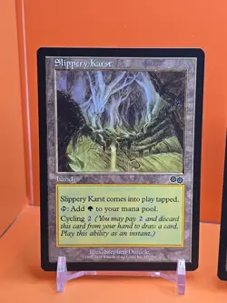 (4) 1998 MAGIC THE GATHERING URZA'S SAGA SLIPPERY KARST #327 PLAYED - Image 2