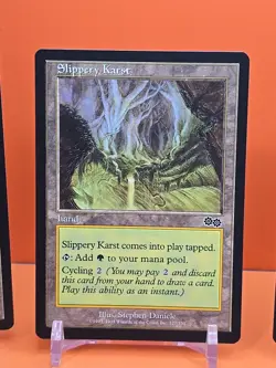 (4) 1998 MAGIC THE GATHERING URZA'S SAGA SLIPPERY KARST #327 PLAYED - Image 3