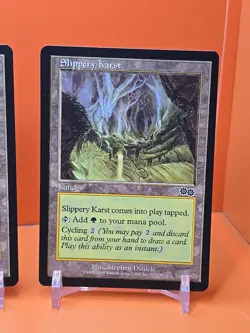 (4) 1998 MAGIC THE GATHERING URZA'S SAGA SLIPPERY KARST #327 PLAYED - Image 5