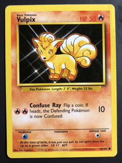 Vulpix 68/102 Base Set Unlimited Pokemon Regular Common MODERATELY PLAYED MP - Image 1