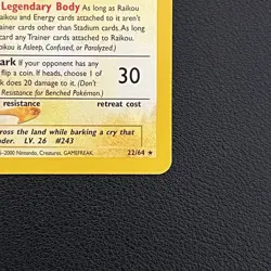 Pokemon TCG Raikou Neo Revelation 22/64 Rare Unlimited - MP - Image 2