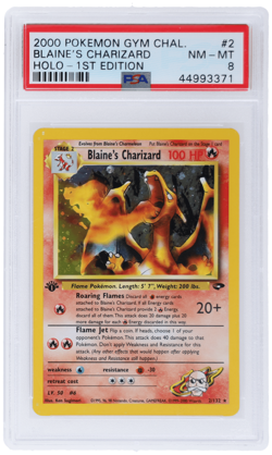 2000 Pokemon Gym Challenge Blaine's Charizard 1st Edition Holo #2 PSA 8 - Image 1