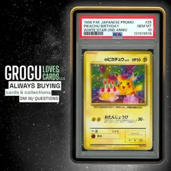 PSA 10 1998 Pokemon Pikachu Birthday White Star 2nd ANN. Holo #25 Japanese Promo - Image 1