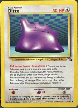 Ditto 18/62 Fossil Unlimited Non-Holo Rare Pokemon TCG 1999 MP - Image 1
