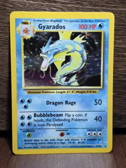 Pokemon Gyarados TCG Holo Card Base Set, Unlimited Rare, 6/102 Vintage LP - Image 1