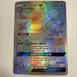 Pokemon Blastoise GX Rainbow Secret Rare Holo Card 218/214 Unbroken Bonds - Image 1