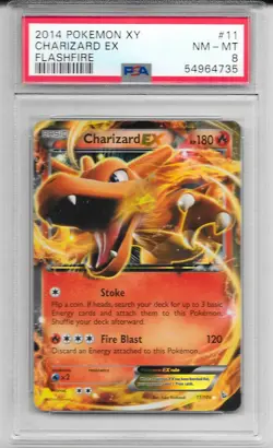 2014 Pokemon XY Charizard EX Flashfire PSA 8 #11 RARE Beautiful Art Undergraded - Image 1