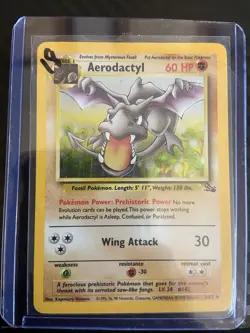 Aerodactyl 60 HP Holo Rare Pokemon TCG Fossil 1/62 1999 Wizards Unlimited Card - Image 1