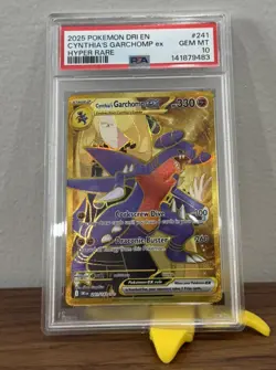 2025 POKEMON DRI EN-DESTINED RIVALS HYPER RARE #241 CYNTHIA'S GARCHOMP EX PSA 10 - Image 1