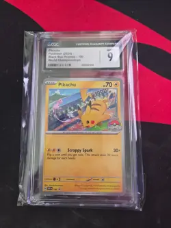 Pikachu Pokemon 2024 CGC 9 Black Star Promo SVP EN190 World Championships - Image 1