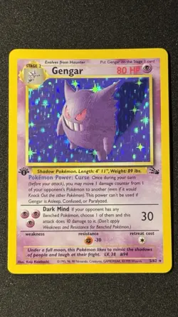 1999 Pokemon Gengar Holo Rare 1st Edition 5/62 Fossil NM - Image 1