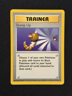 1999 Scoop Up 78/102 Rare Trainer Pokemon Card Shadowless Base Set NM - Image 1