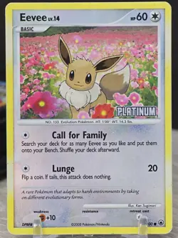 Pokemon Card TCG Eevee Reverse Holo 62/100 Burger King 2008 Platinum Stamped - Image 3
