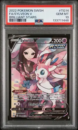 2022 POKEMON SWORD & SHIELD BRILLIANT STARS #TG14 FULL ART/SYLVEON V PSA 10 - Image 1