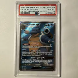 2019 POKEMON SM BLACK STAR PROMO #SM189 FULL ART BLASTOISE GX PSA 10 GEM MINT - Image 1