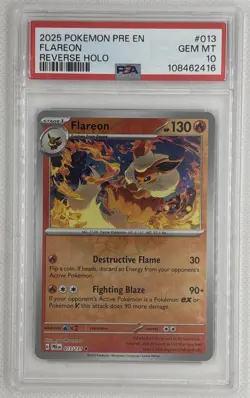 2025 Pokemon PRE EN Flareon #13 Reverse Holo PSA 10 Gem Mint 🌶🥵 - Image 1