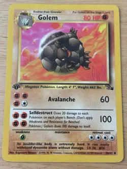 Pokemon TCG Golem Fossil 36/62 1st Edition Uncommon 80 HP Regular 1999 - Image 1