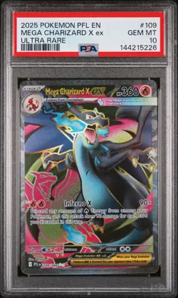 2025 Pokemon Phantasmal Flames #109 Mega Charizard X ex PSA 10 Gem Mint - Image 1