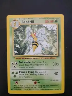 POKEMON CARD ENGLISH BEEDRILL 17/102 RARE BASE SET PACK FRESH! - Image 2