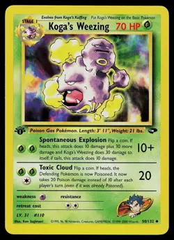 Pokemon Card - Koga's Weezing Gym Challenge 50/132 Uncommon 1st Edition - Image 1
