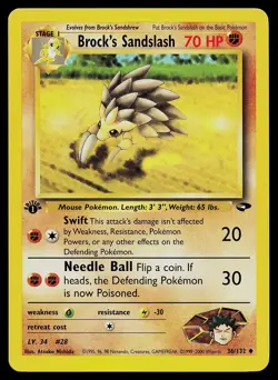 Pokemon Card - Brock's Sandslash Gym Challenge 36/132 1st Edition - Image 1