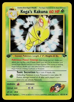 Pokemon Card - Koga's Kakuna Gym Challenge 47/132 Uncommon 1st Edition - Image 1