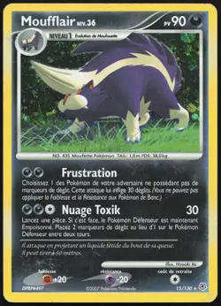 Carte Pokemon Moufflair 15/130 Holo Diamant et Perle Francais - Image 1