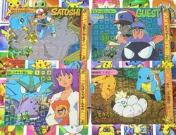 Pokemon Vintage Pocket Monsters Vending HOLO Prism (4x) Stickers 1998 Nintendo - Image 1