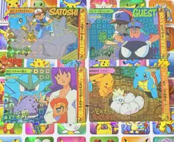 Pokemon Vintage Pocket Monsters Vending HOLO Prism (4x) Stickers 1998 Nintendo - Image 2