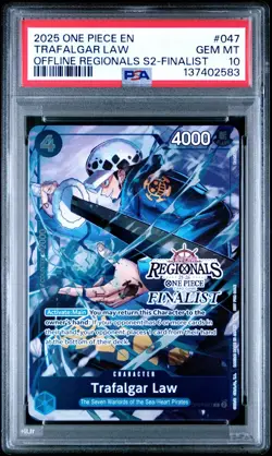 2025 ONE PIECE OFFLINE REGIONALS FINALIST OP07-047 TRAFALGAR LAW PROMO PSA 10 - Image 1